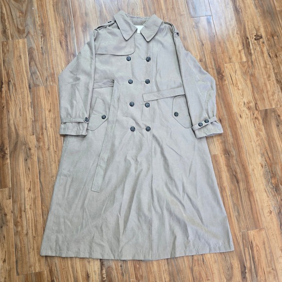 New York Harbor Beige Trench Coat Size 16 Made in Russia Andrea Design Pre-Owned - Picture 1 of 16